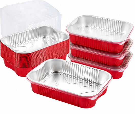 Large Rectangle Foil Bake and Serve Tin with Transparent Lid - 400 ml