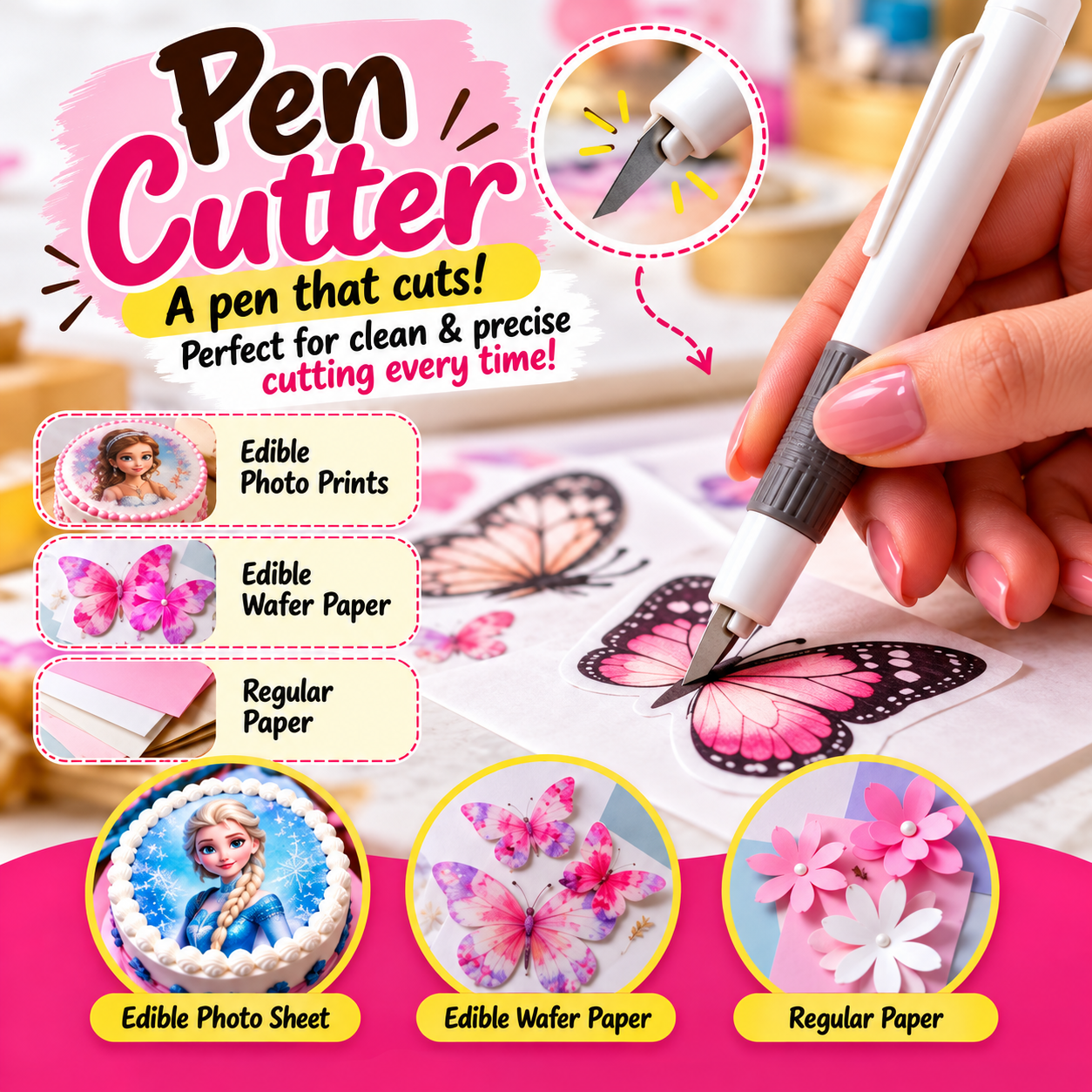 Pen Cutter for Wafer Paper & Edible Photo Print - Precision Craft Knife