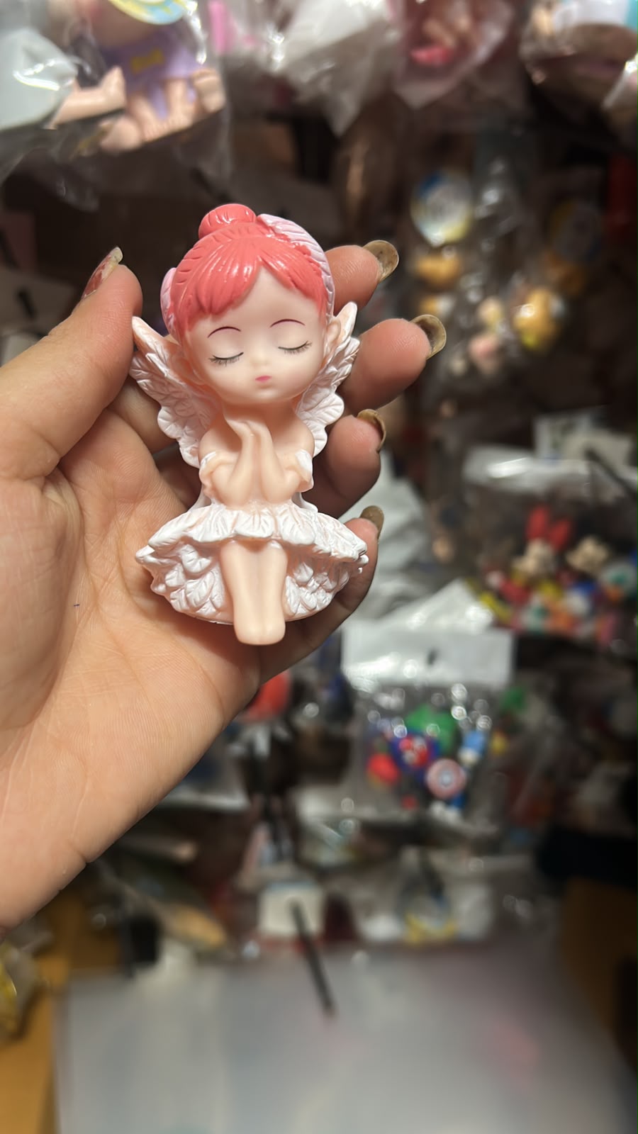 Angel Wings Sitting Doll Cake Topper - 3.25 inch