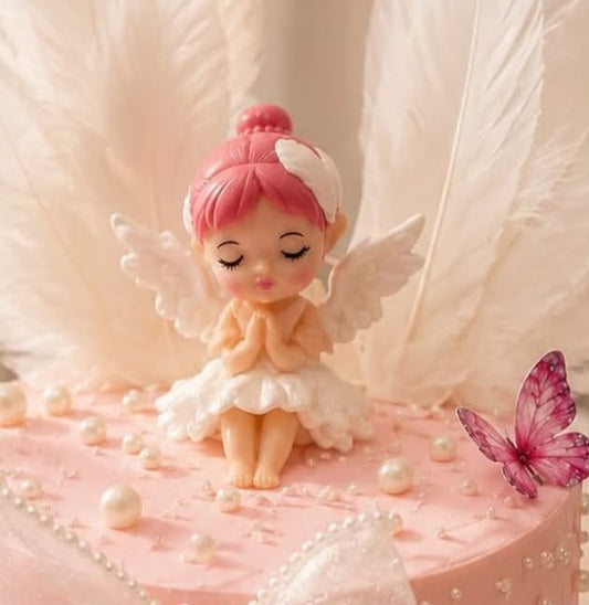 Angel Wings Sitting Doll Cake Topper - 3.25 inch