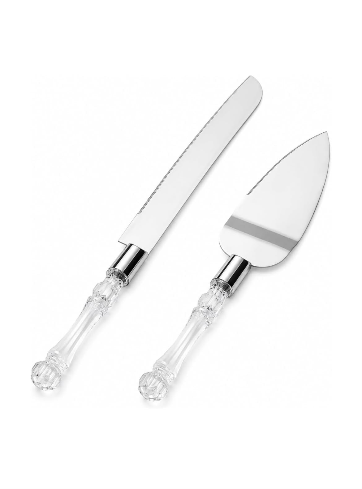 Cake Knife & Server Set - Acrylic Crystal Handle (Set of 2)