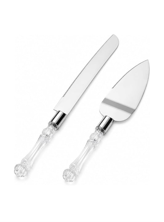 Cake Knife & Server Set - Acrylic Crystal Handle (Set of 2)