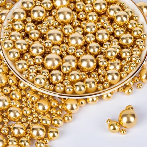 Gold Chrome Sprinkles Mix - Imported Metallic Pearl Dragees