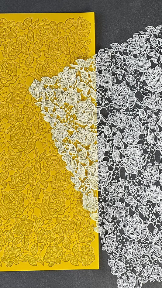 Rose Impression Lace Silicone Mat - 16 x 12 inch Texture Embosser