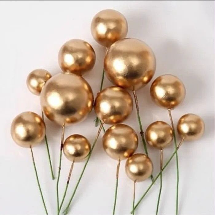 Faux Ball Cake Toppers on Wire - Mixed Sizes (Pack of 20)