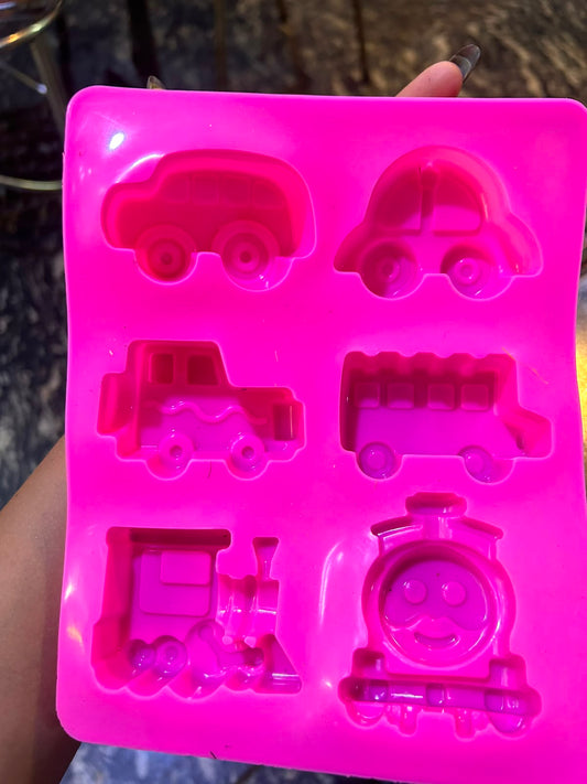 Transport & Train Theme Silicone Mould - 6 Cavity Vehicles