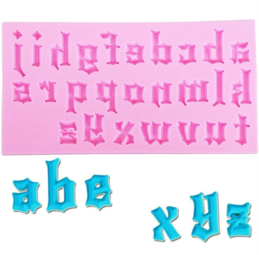 Gothic Old English Alphabet Silicone Mould - 1 inch Letters