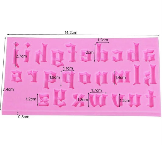 Gothic Old English Alphabet Silicone Mould - 1 inch Letters