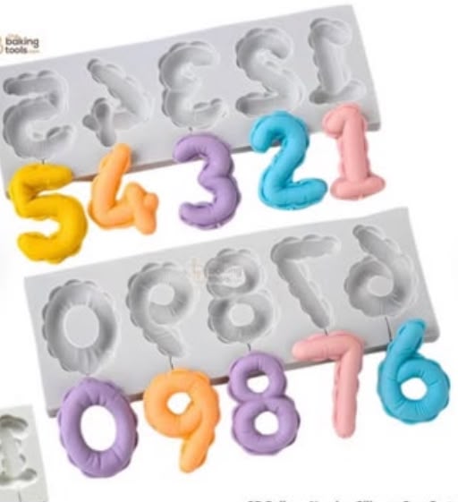 Balloon Number Silicone Mould 0-9 - 2 inch Foil Balloon Style