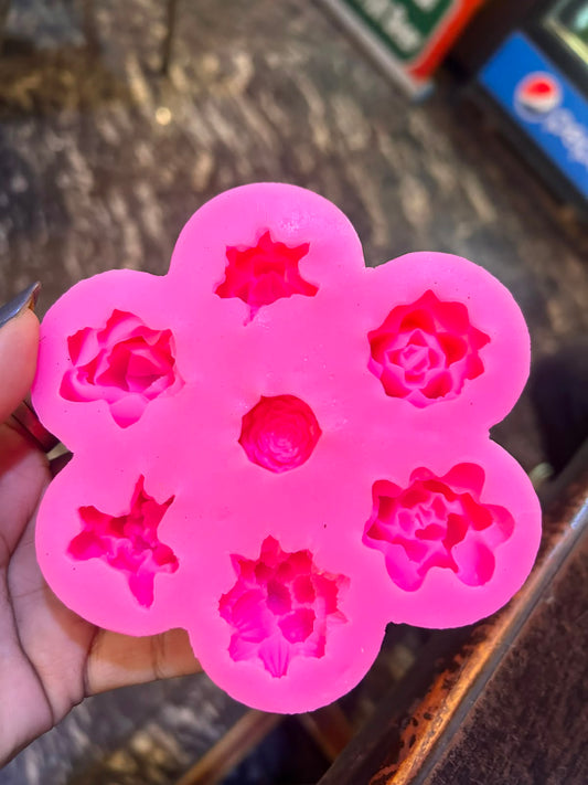 7 Cavity Rose & Peony Silicone Mould - 3D Flower Mould