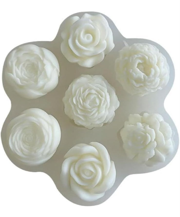 7 Cavity Rose & Peony Silicone Mould - 3D Flower Mould