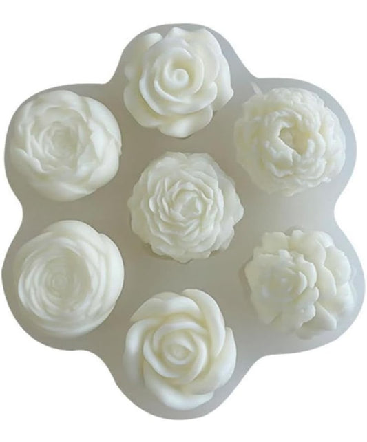 7 Cavity Rose & Peony Silicone Mould - 3D Flower Mould