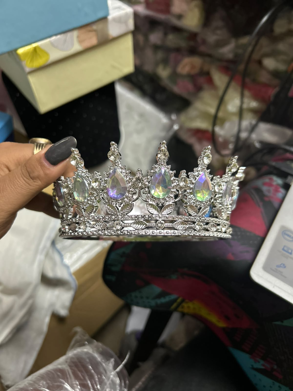 Plastic Stone Crown Cake Topper - 6 inch Lightweight Tiara