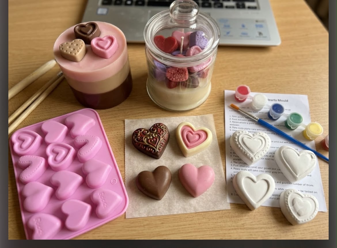 Assorted Heart Silicone Mould - 12 Cavity Chocolate & Craft Mould