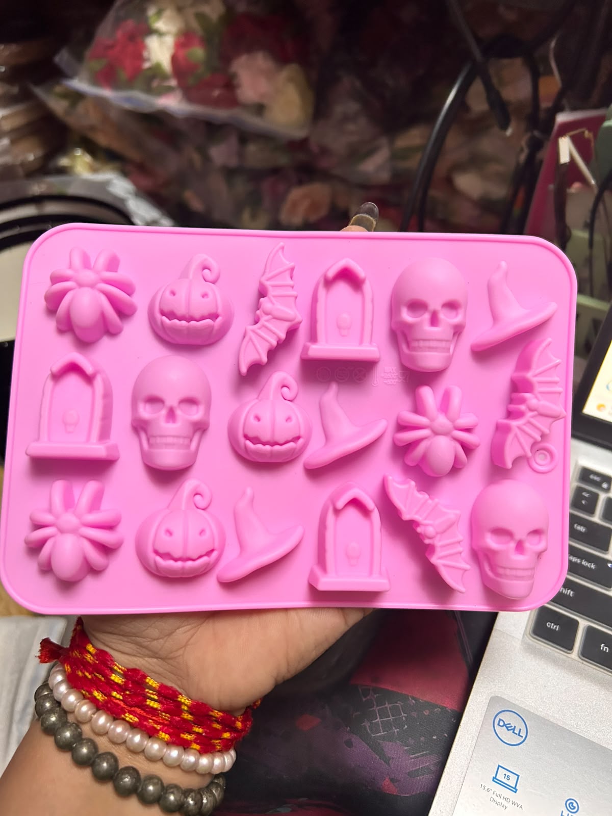 Halloween Silicone Mould - Skull, Pumpkin, Bat, Spider & Witch Hat