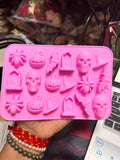 Halloween Silicone Mould - Skull, Pumpkin, Bat, Spider & Witch Hat