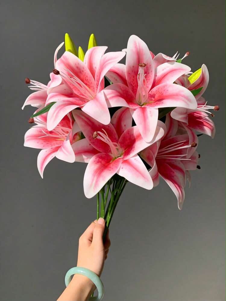 Artificial Lily Flower - Real Touch Single Stem for Cake Decoration, Home Decor, Gifting and Craft