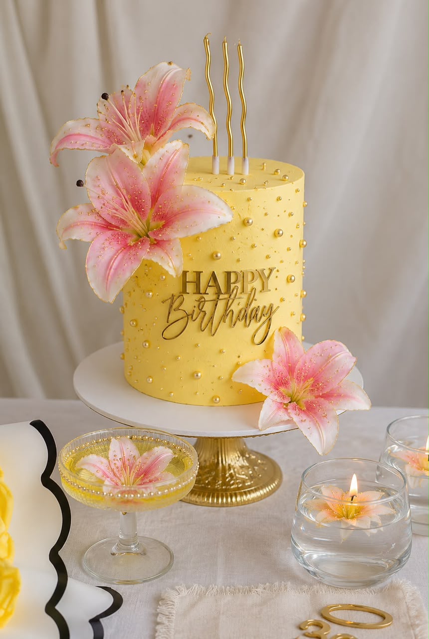 Artificial Lily Flower - Real Touch Single Stem for Cake Decoration, Home Decor, Gifting and Craft