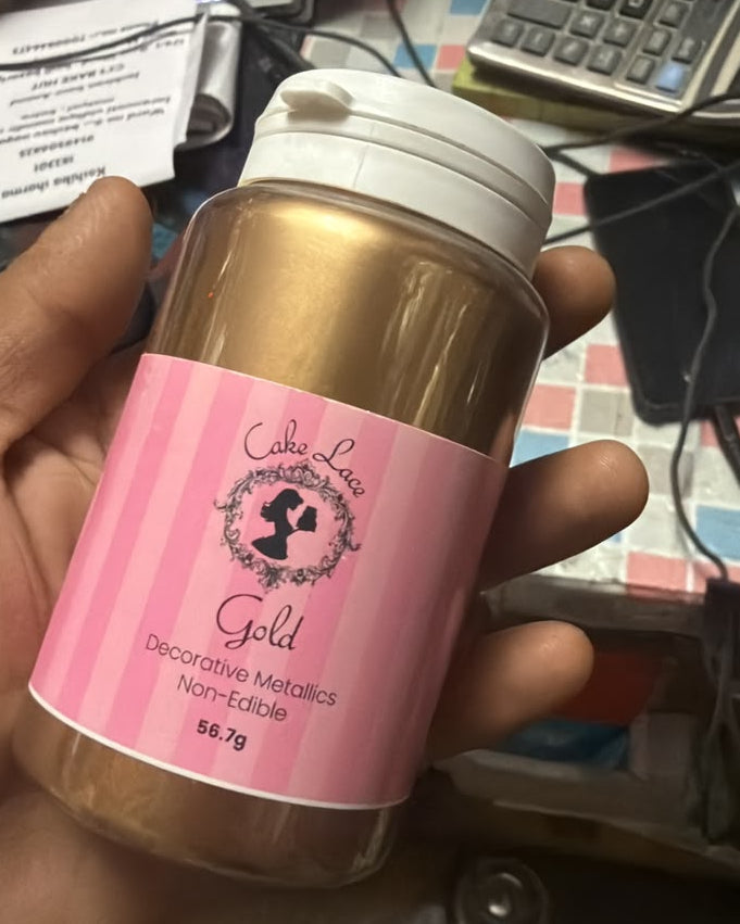 Cake Lace Decorative Metallic Cluster Dust - Gold, Imported Non-Edible Lustre Dust for Cake and Craft Decoration