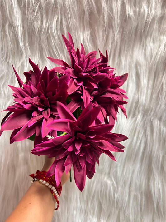 Big Fabric Flower Bunch - 15 cm Delicate Dahlia Style, 7 Flowers per Bunch for Cake Decoration, Home Decor and Hampers