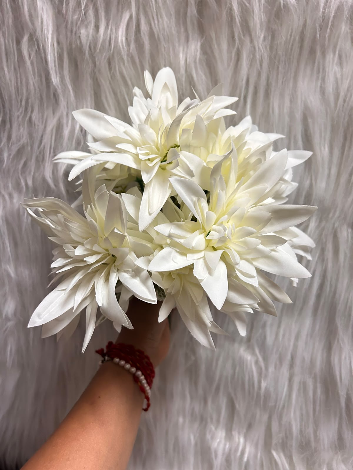 Big Fabric Flower Bunch - 15 cm Delicate Dahlia Style, 7 Flowers per Bunch for Cake Decoration, Home Decor and Hampers