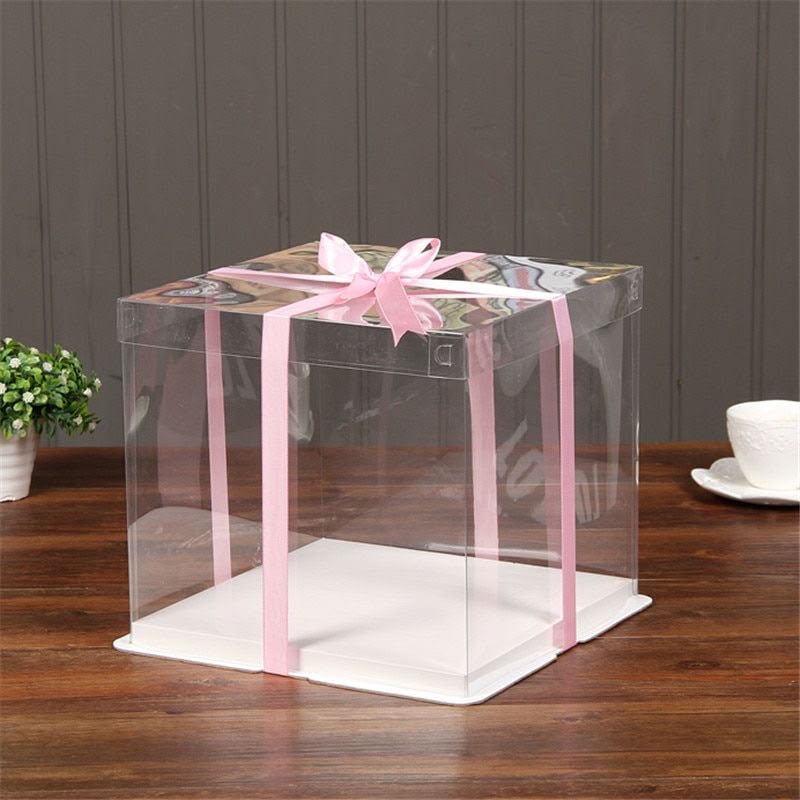 Imported Clear Cake Box with 100% Transparent Walls - Tall Cake Box with Lid for Cakes, Pastries, Hampers and Gift Display