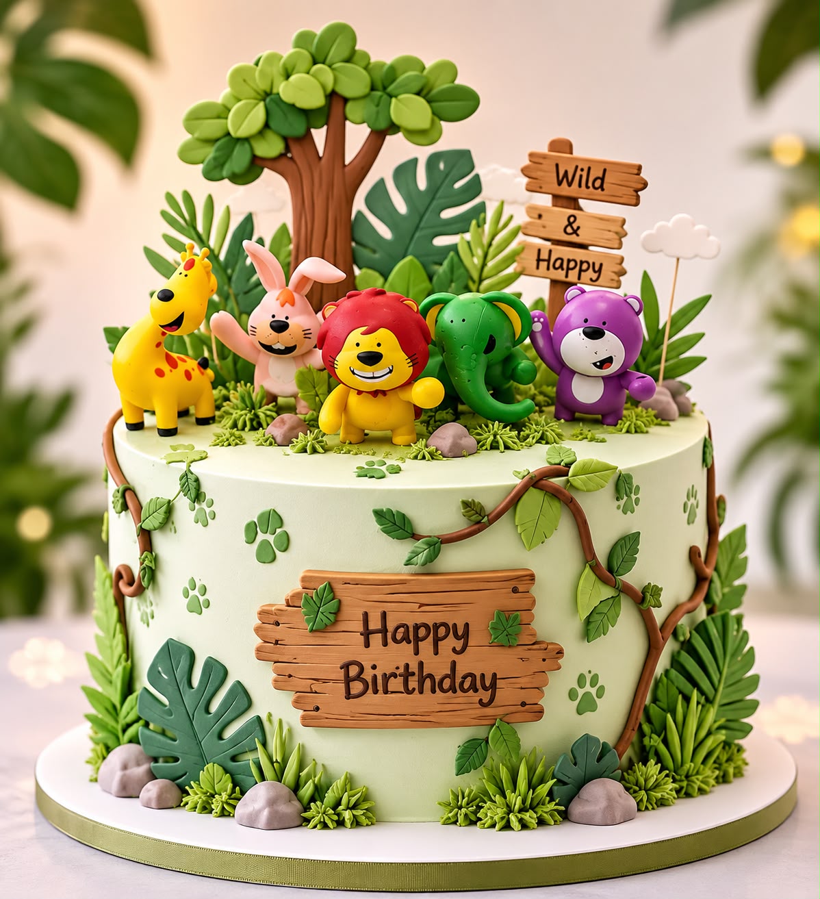 Imported Jungle Theme Cake Topper Figurines - Set of 5 Safari Animals (2 to 2.5 inch) for Birthday Cakes, Party Decor and Return Gifts