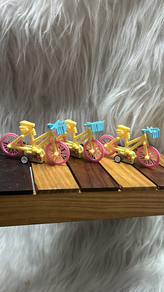 Plastic Bicycle Cake Topper - 4 Inch Miniature Cycle with Basket for Cake Decoration, Hampers and Craft