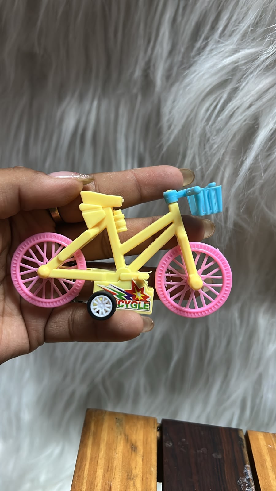 Plastic Bicycle Cake Topper - 4 Inch Miniature Cycle with Basket for Cake Decoration, Hampers and Craft