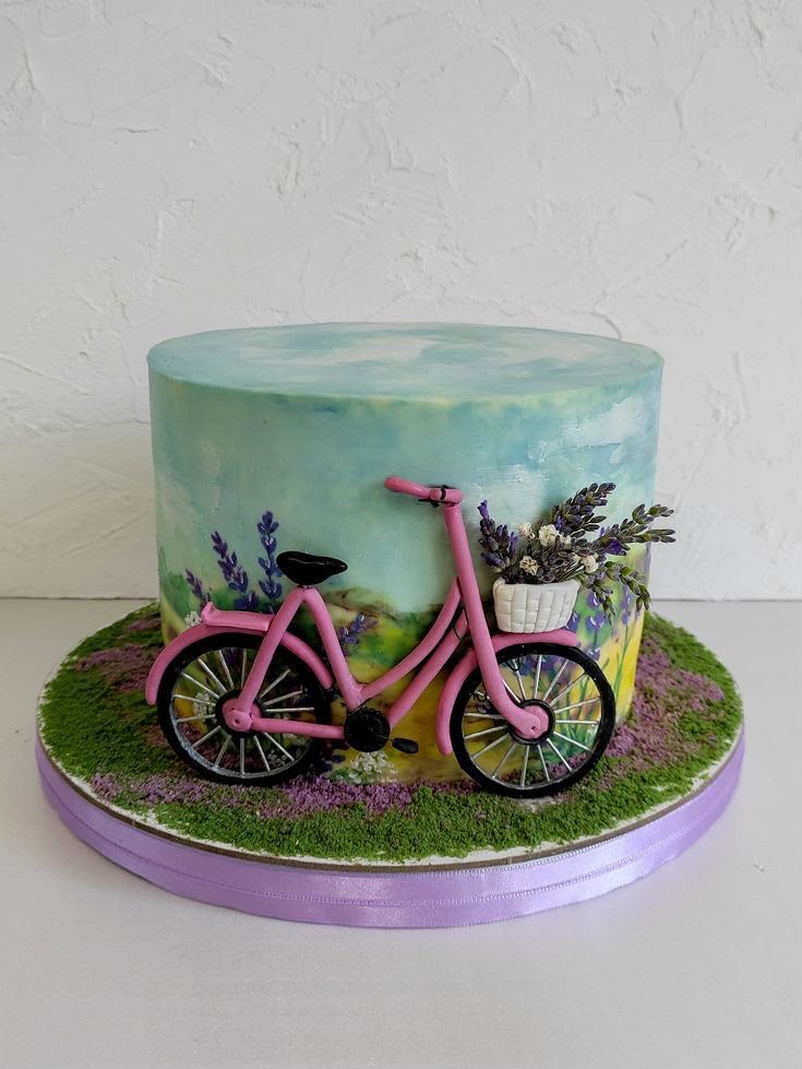 Plastic Bicycle Cake Topper - 4 Inch Miniature Cycle with Basket for Cake Decoration, Hampers and Craft