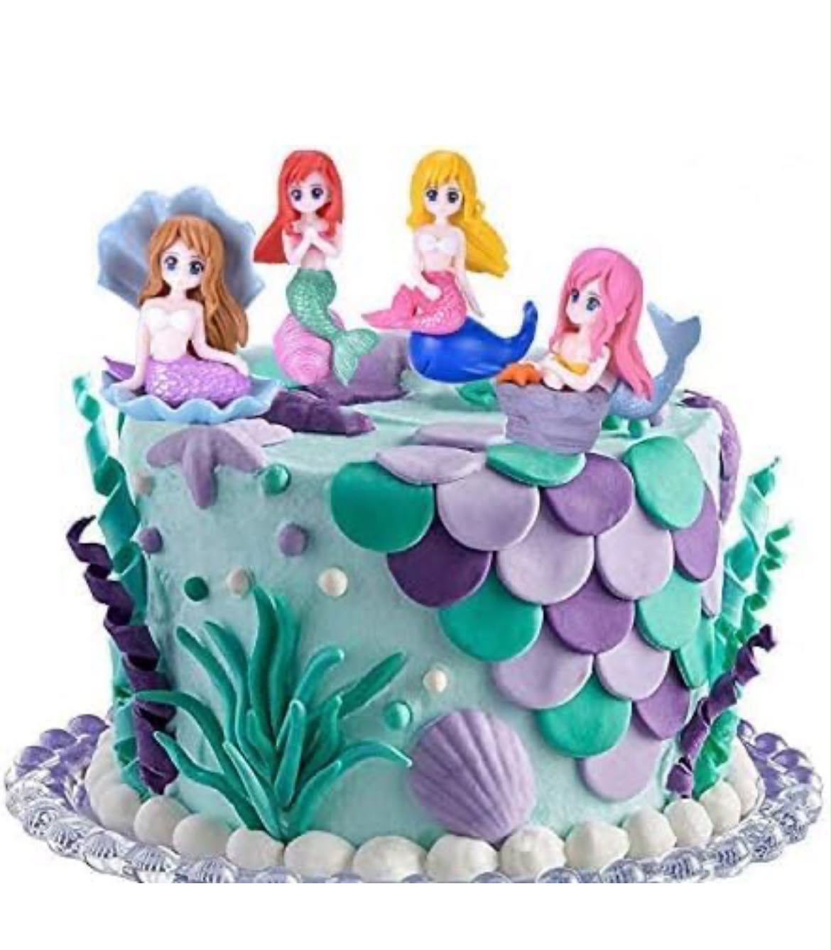 Mermaid Figurines Set of 4 - Ocean Theme Cake Toppers and Miniature Mermaid Dolls for Fairy Garden, Terrarium and Dollhouse