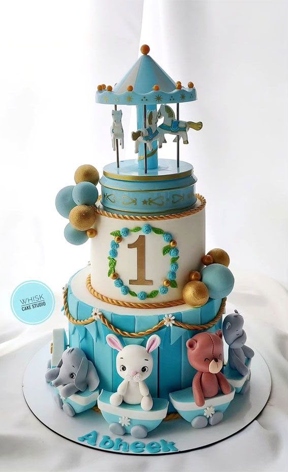 Rotating Carousel Music Box - Wind-Up Merry-Go-Round Musical Cake Topper and Showpiece with Horses