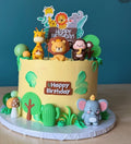 Silicone Animal Cake Topper Set of 3 - Soft Matte Elephant, Monkey and Lion Figures for Jungle Theme and First Birthday Cakes