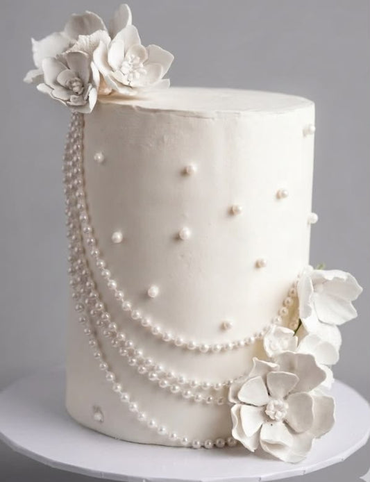 Pearl Chain Roll 17 m - 10 mm Ivory Pearl Bead Garland for Cake Draping, Hamper Decoration, Wedding Decor and Craft