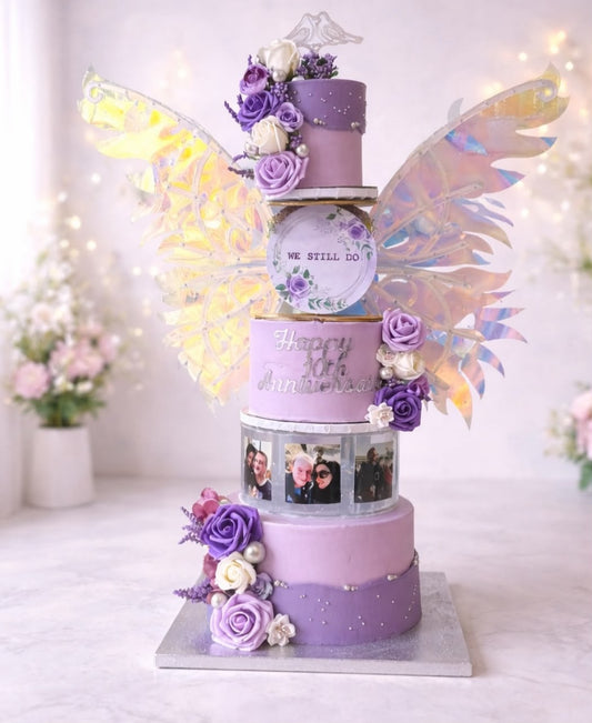 Premium Kinetic Butterfly Wings Cake Topper - Battery Operated Moving Iridescent Fairy Wings for Milestone Birthday and Anniversary Cakes