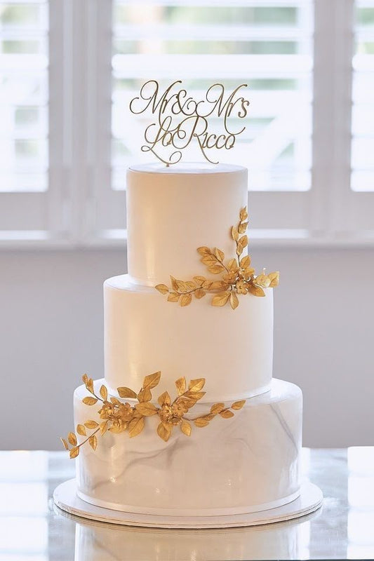 Golden Leaves Bunch - 60 Stem Antique Gold Foliage Filler for Cake Decoration, Hampers and Wedding Decor
