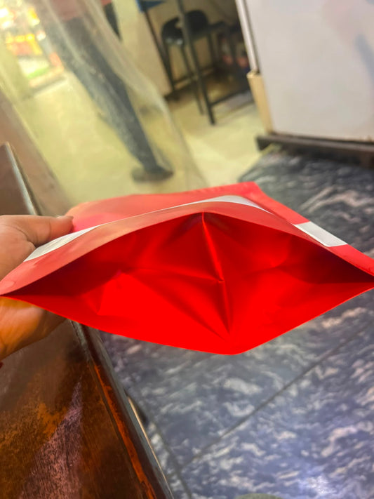 Stand-Up Zip Lock Pouch 10 x 8 inch - 1 kg Matte Red Foil Pouch with Frosted Window for Dry Fruits, Granola, Spices and Hamper Packing