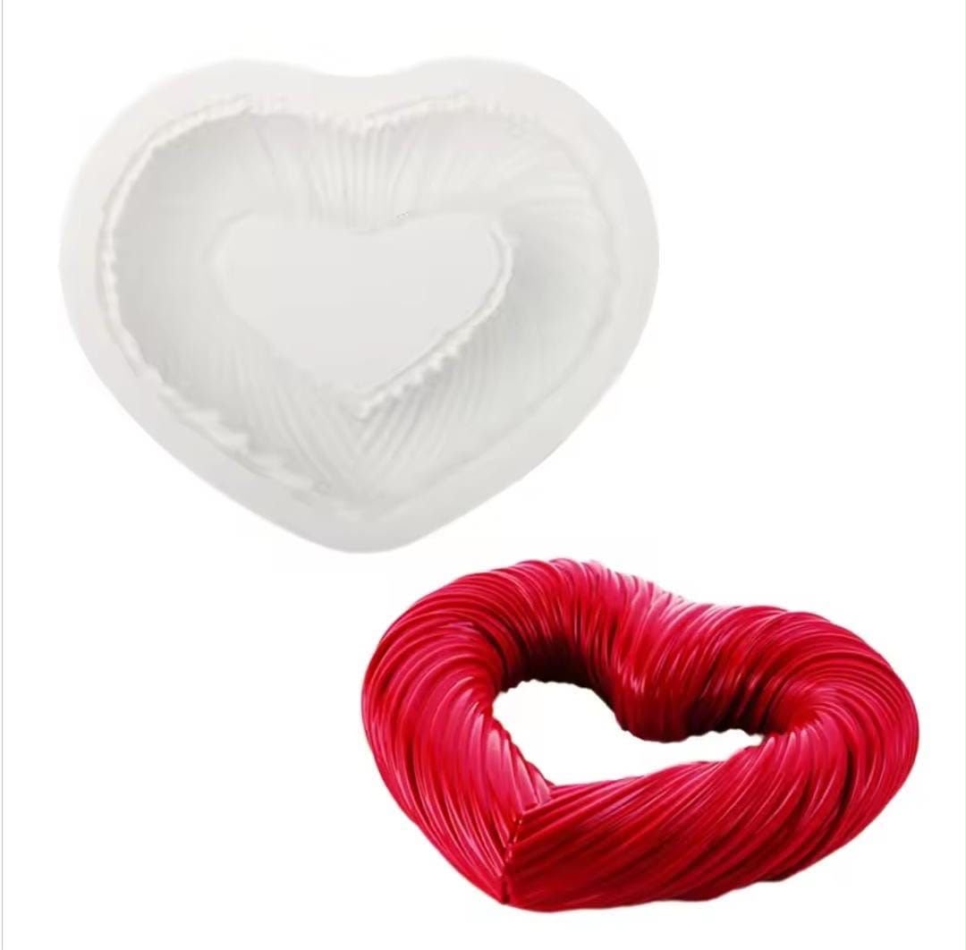 Heart Entremet Silicone Mould - Pleated Open Heart Mousse Cake Mould for Entremet, Chocolate, Jelly and Resin Craft