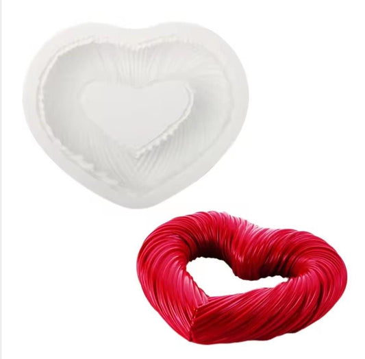 Heart Entremet Silicone Mould - Pleated Open Heart Mousse Cake Mould for Entremet, Chocolate, Jelly and Resin Craft