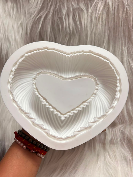 Heart Entremet Silicone Mould - Pleated Open Heart Mousse Cake Mould for Entremet, Chocolate, Jelly and Resin Craft