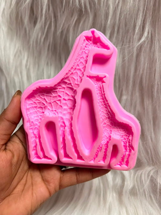 Giraffe Mother and Baby Silicone Mould - Realistic Patterned Giraffe Pair for Baby Shower Cakes, Cookies, Fondant and Clay Craft