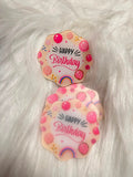 Printed Happy Birthday Coin Toppers - 2 inch, Pack of 5, for Cakes, Cupcakes, Desserts and Gift Boxes