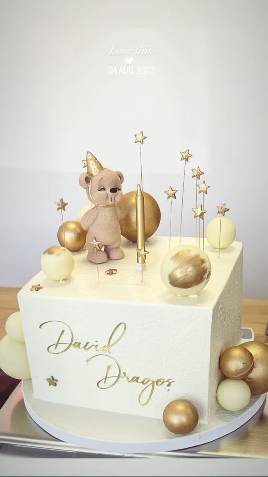 3D Blow Candle Teddy Bear Silicone Mould - 4 inch Two-Part Standing Bear in Party Hat for Birthday Cakes, Fondant, Clay and Candle Making