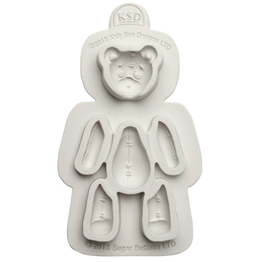 Detachable Body Teddy Bear Silicone Mould - Separate Head, Body, Arms and Legs for Poseable Fondant Bears, Gum Paste and Clay