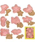 8 Pcs Ocean and Sea Animal Cookie Cutter and Embosser Set - Dolphin, Whale, Shark, Turtle and Crab Press Cutters for Biscuits and Fondant