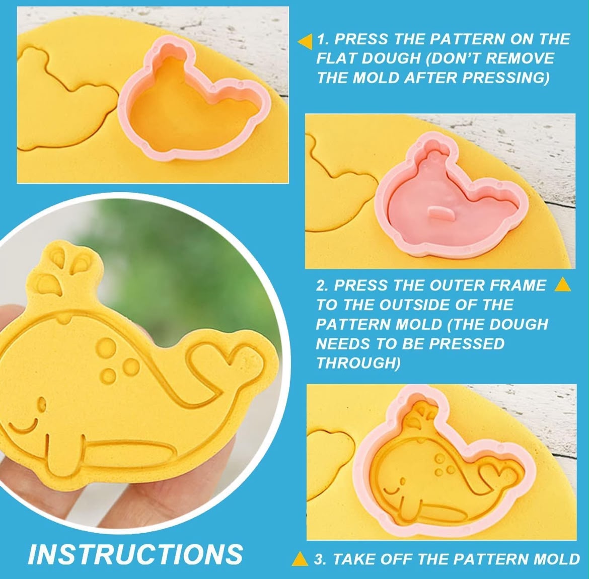 8 Pcs Ocean and Sea Animal Cookie Cutter and Embosser Set - Dolphin, Whale, Shark, Turtle and Crab Press Cutters for Biscuits and Fondant