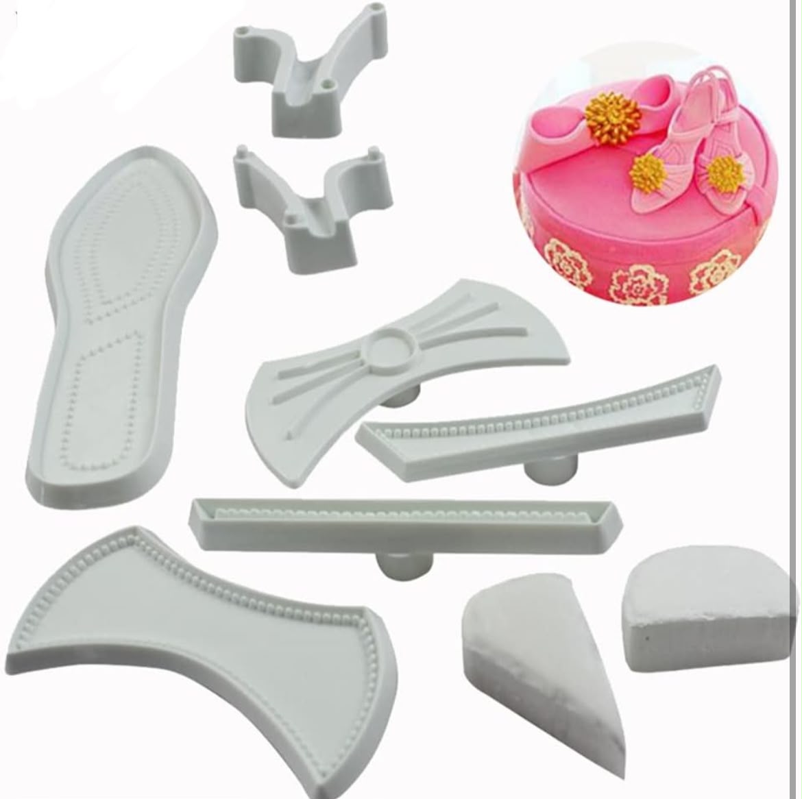 Fondant High Heel Shoe Making Kit - Sole, Heel, Strap and Former Set for Gum Paste Sugar Shoe Cake Toppers