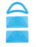 3 PCS Sky Blue Frill Ribbon Embossed Impression Mould Cake Border Fondant Mold Sugar Lace