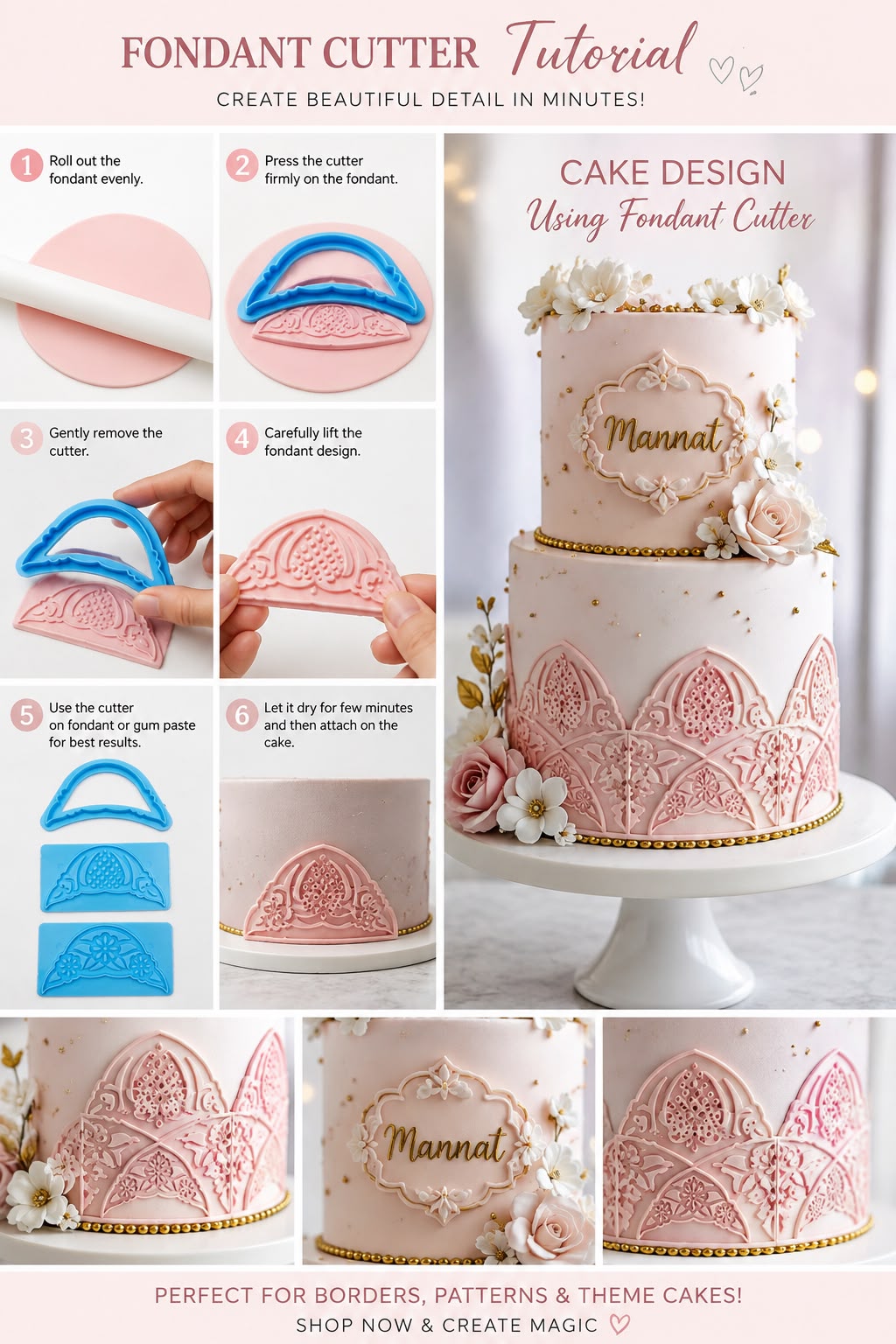 3 PCS Sky Blue Frill Ribbon Embossed Impression Mould Cake Border Fondant Mold Sugar Lace