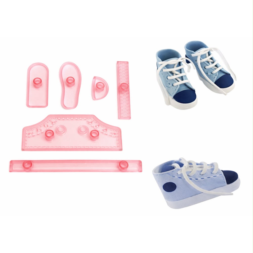 Baby Shoe Fondant Cutter Set - 6 Piece Sneaker Template Kit for Gum Paste Baby Shower and Christening Cake Toppers